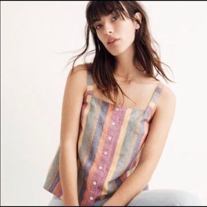 Madewell Rainbow-Stripe Button Tank